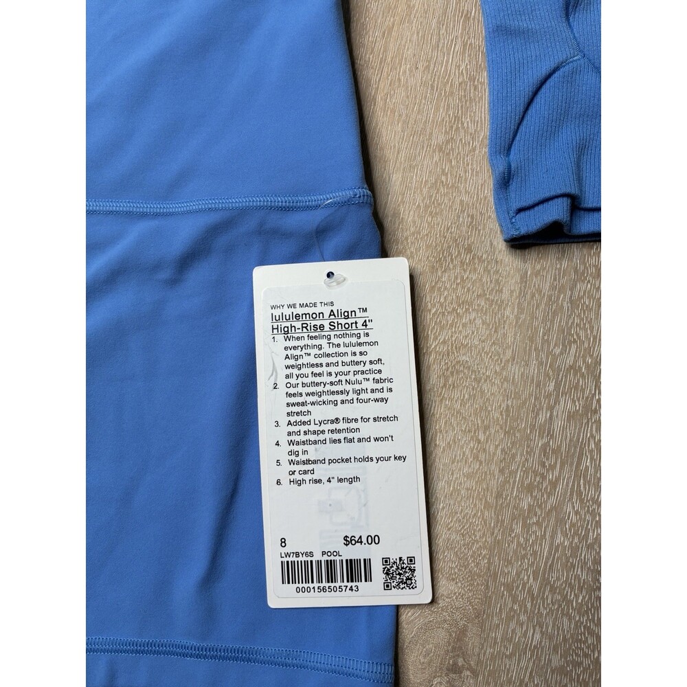 Lululemon NWT SET Align HR Short 4" AND Swiftly Tech LS 2.0 Waist Pool Party 6/8 - Picture 4 of 6